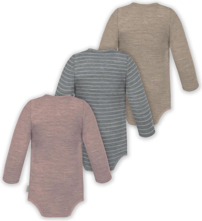 Actual product image Normani 3-pack baby merino long sleeve wrap bodysuit for boy and girl - 9355 (74)