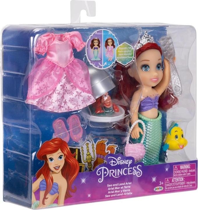 Actual product image Jakks Pacific Disney Princess 6 Inch Petite Doll with Extra Fashion & Accessories Sea to Land Ariel
