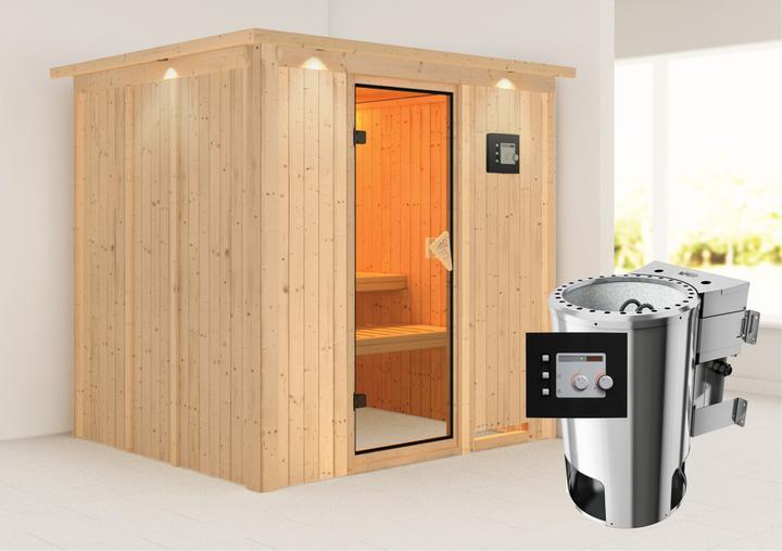 Actual product image Karibu Daria with roof wreath (Plug & Play 3,6 KW - Bio external control)