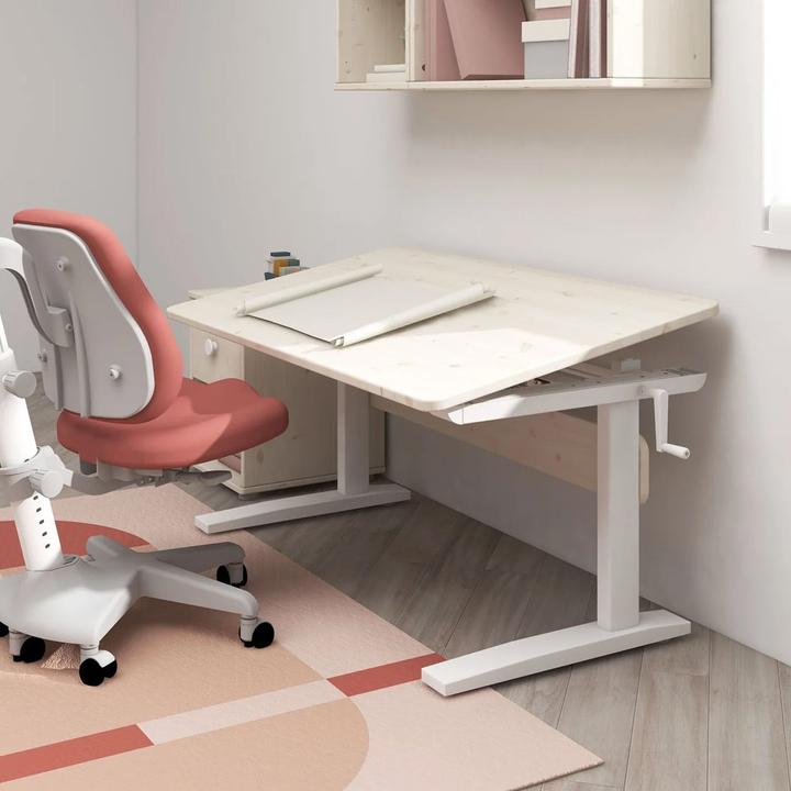 Produktbild Flexa Study Classic Schreibtisch höhenverstellbar mit Kippfunktion Weiss lasiert