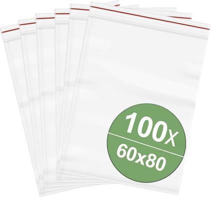 Produktbild Quadrios Druckverschlussbeutel ohne Beschriftungsstreifen (B x H) 60 mm x 80 mm Transpare