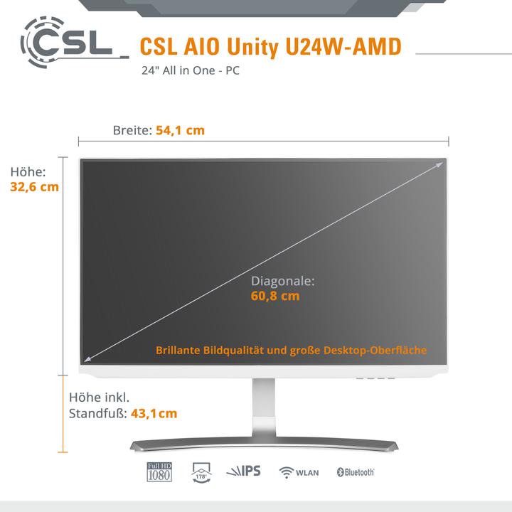 Produktbild CSL AIO Unity U24W-AMD (AMD Ryzen 7 5700G, 16 GB, 1000 GB, AMD Radeon Graphics)