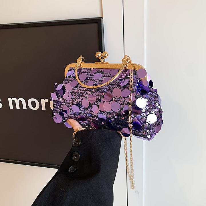 Immagine prodotto Only-Bags.Store Borsa crossbody d'ispirazione vintage con tracolla regolabile e paillettes.
