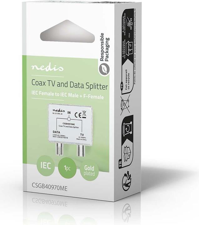 Image du produit Nedis Adaptateur de satellite et d'antenne | F femelle / IEC (coaxial) mâle | IEC (coaxial) femelle | (Câble d'antenne)