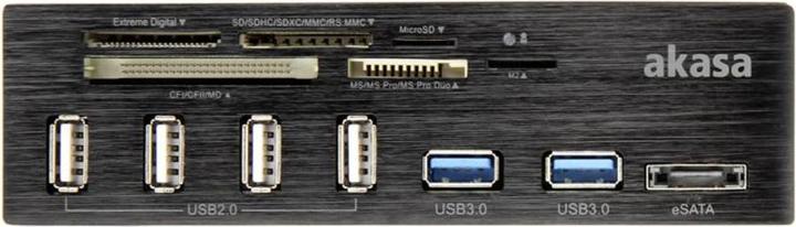 Immagine prodotto Akasa AK-HC-05U3BK Lettore di schede USB 3.0 interno a 6 porte - nero (SATA, USB 2.0)