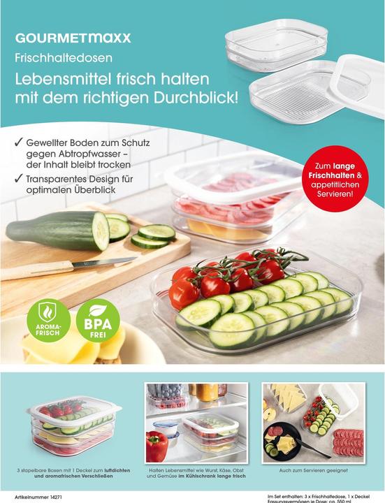 Produktbild Gourmetmaxx Vorratsbehälter 4-teilig, Weiss/Transparent, Produkttyp (6 l)