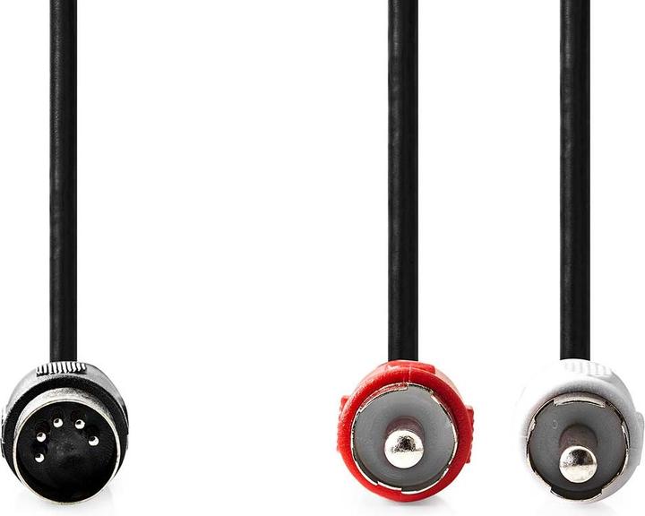 Actual product image Nedis DIN audio cable | DIN 5-pin plug | 2x RCA plug | Nickel-plated | 1.00 m | Round | PVC | Black (1 m)
