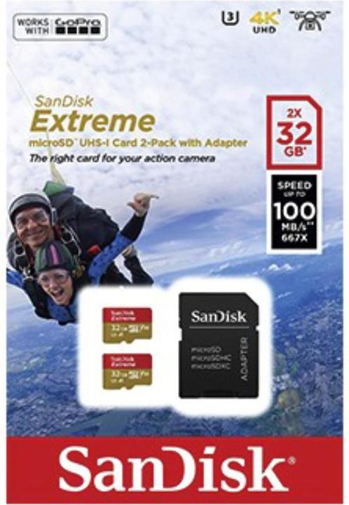 Produktbild SanDisk microSDHC ActionSC 32GB 2x Extr.100MB (32 GB, microSDHC, U3, UHS-I)
