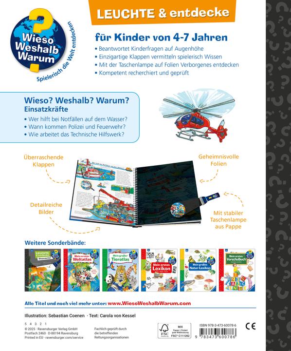 Produktbild Ravensburger Wieso? Weshalb? Warum? Leuchte und entdecke: Einsatzkräfte (Taschenlampen-Buch mit Folien und Klap (Deutsch, Sebastian Coenen, Carola von Kessel, 2025)
