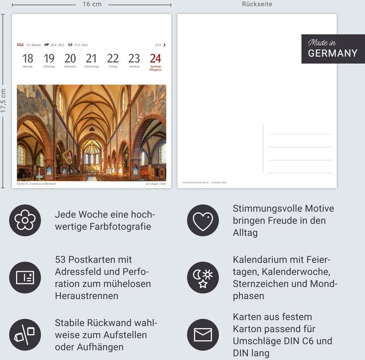 Produktbild Harenberg Lichtblicke Postkartenkalender 2026 - Wochenkalender mit 53 Postkarten (Harter Einband, Deutsch)