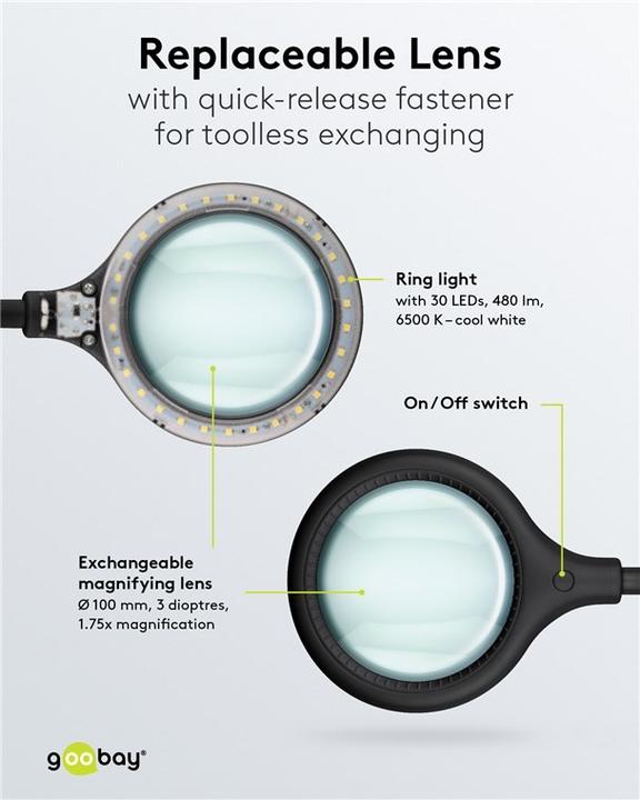 Image du produit Goobay Lampe loupe sur pied/à pince (480 lm)