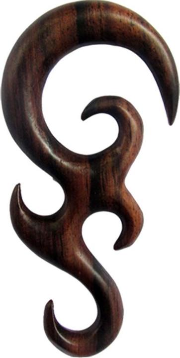 Star Piercing Ohrgewicht doppel Spirale mit Flamme aus Narra Holz (ohne Messing, Organisch)