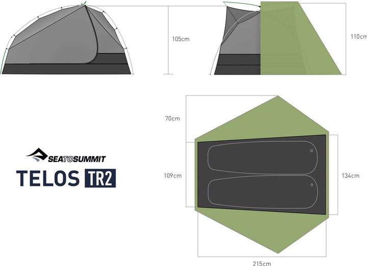 Image du produit Sea To Summit Tente Telos TR2 (Tente igloo, 1.66 kg, 2 personnes)