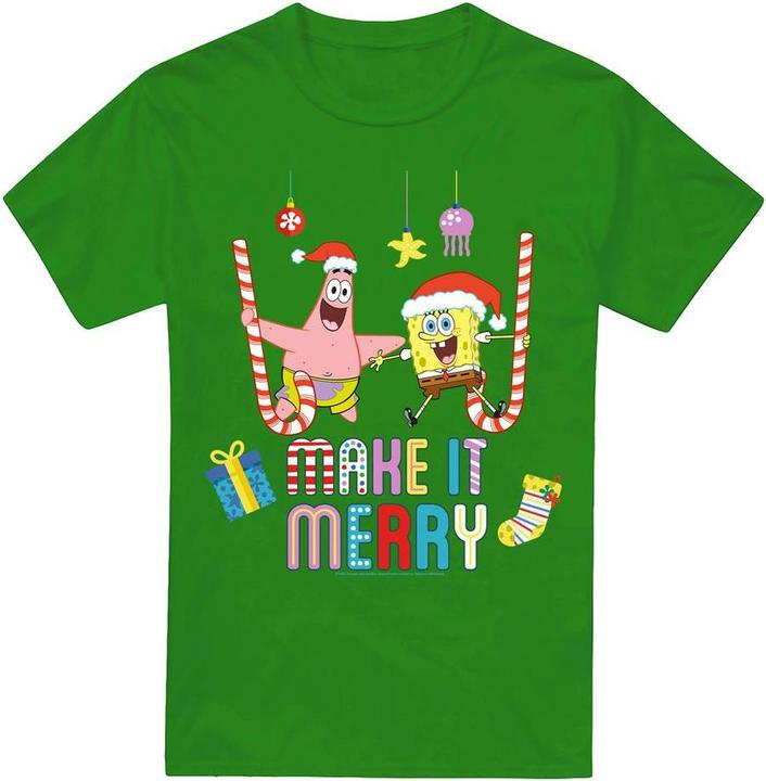 Immagine prodotto Spongebob Squarepants Make It Merry Maglietta Natale Patrick Star (Patrick Stella) Uomo (S)