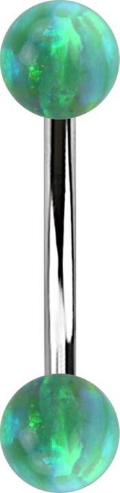 Image du produit Star Piercing Banane argentée avec deux boules opales vertes (sans laiton, Acier chirurgical 316L)