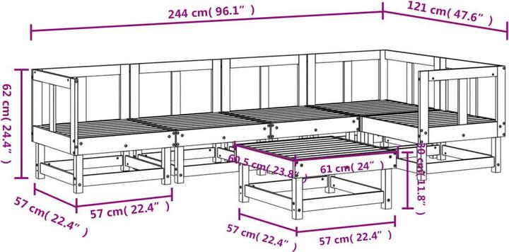 Image du produit VidaXL 6-tlg. Garten-Lounge-Set Grau Massivholz Kiefer,Farbe