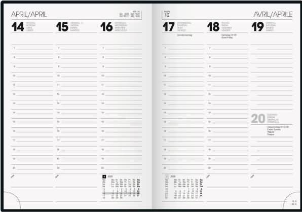Productafbeelding Brunnen 1079612015 Boek kalender model 796 (2025) 'Stripes'| 2 pagina's = 1 week| A5| 128 pagina's (A5, Duits, Frans, Engels)