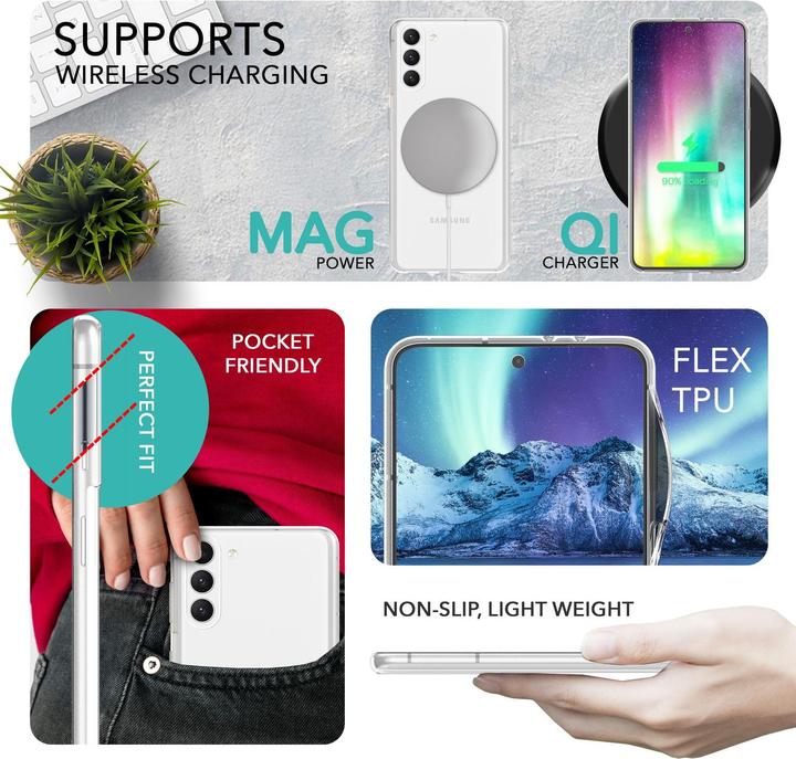 Image du produit Nalia Étui en silicone transparent avec 2x protections d'écran et de caméra (Samsung Galaxy S23)