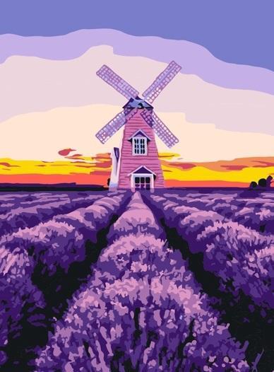Artist Malen nach Zahlen - Windmühle und Lavendel 30x40cm