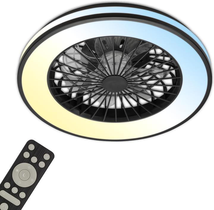 Actual product image Briloner CCT ceiling light with fan, black (5300 lm)