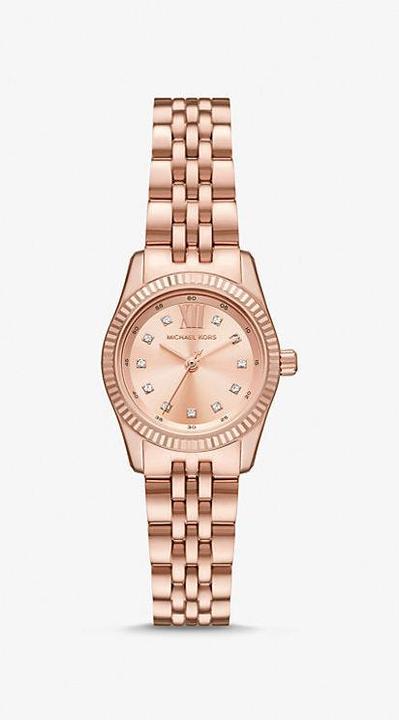 Michael Kors Armbanduhr Petite Lexington im Rosé-Goldton mit Pavé (Analoguhr, 26 mm)