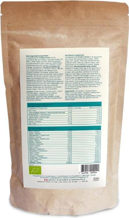 Produktbild Energybalance Protein Pulver BIO aus Erbsen, Hanf und Maca (Neutral, 1 Stk., 400 g)