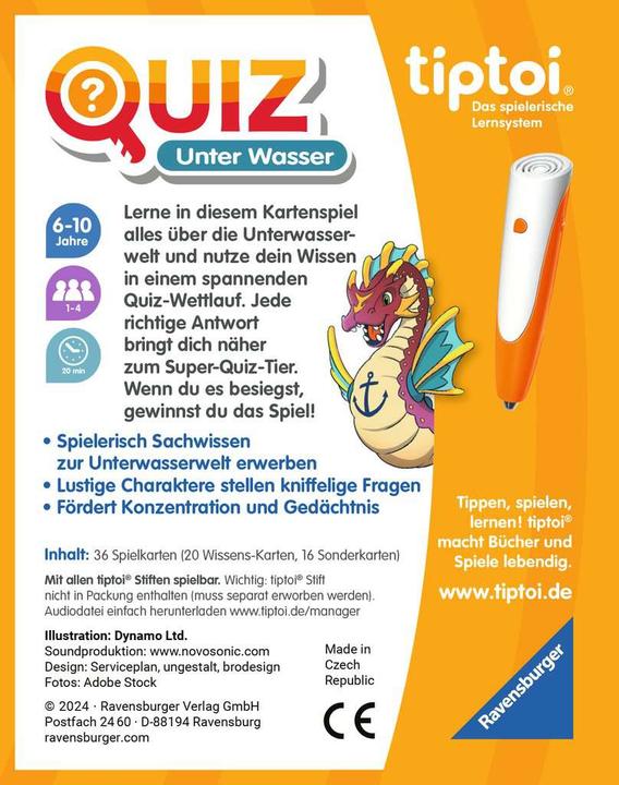 Actual product image Ravensburger tiptoi 00192 Quiz Under Water, quiz game for children aged 6+, for 1-4 players (German)