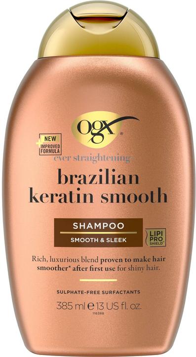 Actual product image Ogx ORGANIX Brazilian Keratin Smooth Shampoo 385ml (385 ml, Liquid shampoo)