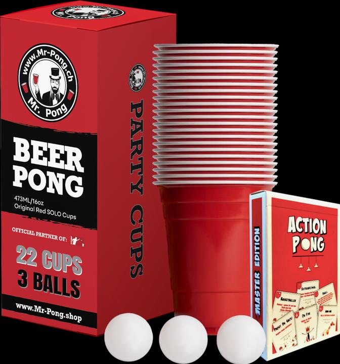MrPong Set cadeau (Red SOLO Beer Pong Gobelet 16oz + Action Pong)