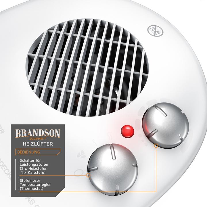 Actual product image Brandson Heizlüfter 2000 W, einstellbarer Thermostat, Fan Heater mit 3 Leistungsstufen, Badezimmer Heizung (2000 W)