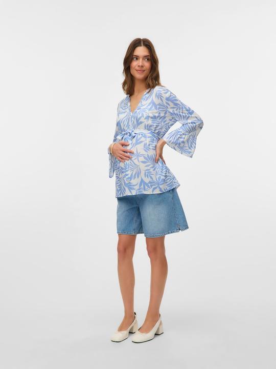 Produktbild Mamalicious Locker geschnitten V-Ausschnitt Ärmelbündchen mit Rüschen Weite Ärmel Top Bluse (S)