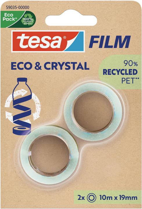 tesa tesafilm® ECO & CRYSTAL film adhésif 2 rouleaux de 10m:19mm (19 mm)