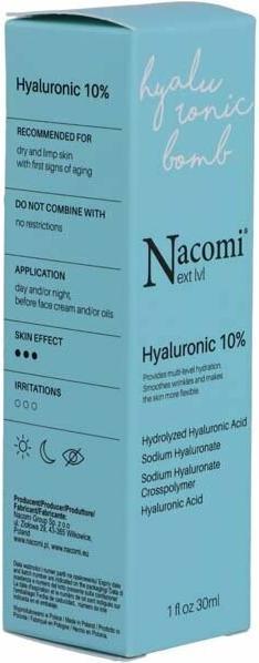 Nutritional values and ingredients Nacomi Next Level Hyaluronic 10% serum with hyaluronic acid 30ml (30 ml)