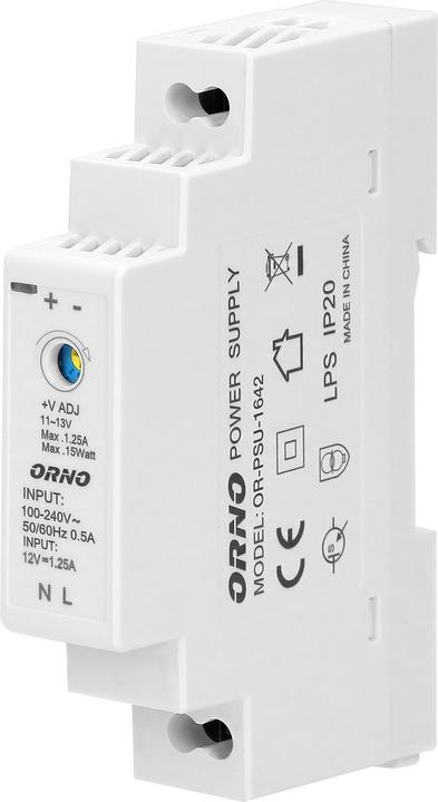 MGA ORNO PSU-1642 Netzteil für DIN-Schiene DIN 12VDC, 1,25A, 15W(1 Modul)