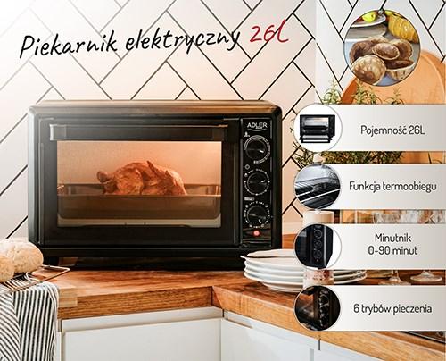 Produktbild Adler AD 6023 Electric oven, 26 L, Black
