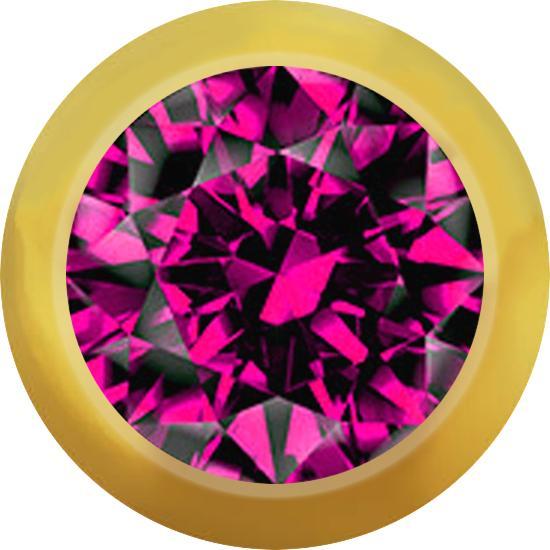 Produktbild Star Piercing Micro Kugel vergoldet mit Kristall fuchsia (Chirurgenstahl 316L)