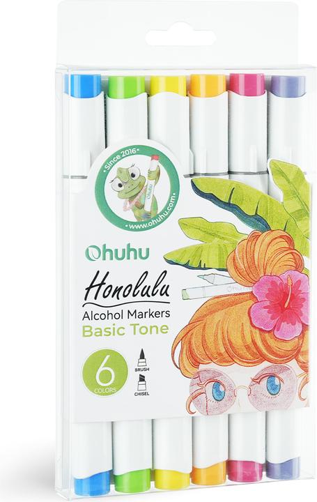Ohuhu Honolulu Kunstmarker (6 Stk.) - Grundfarben (Mehrfarbig, 6 x)