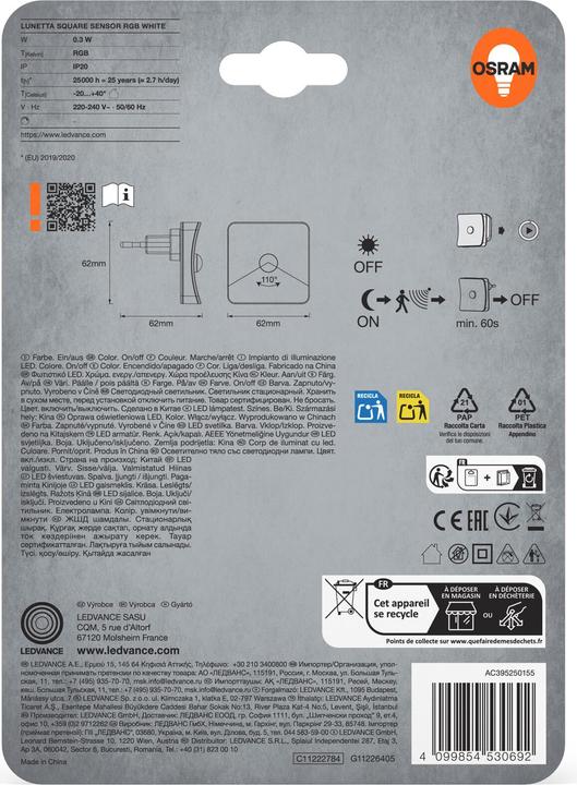 Image du produit Osram Lunetta Square Capteur RGB RGB Blanc