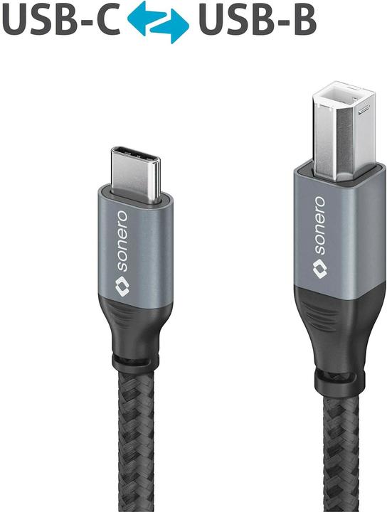 Produktbild Sonero USB C – USB B (5 m, USB 2.0, 10 W)