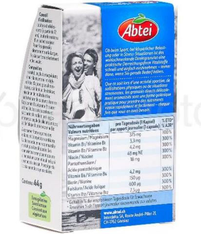 Nährwerte und Zutaten Abtei Magnesium 375 + Vitamin B Komplex (20 Stk) (1 Stück, Granulat, 44 g)