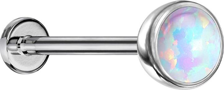 Immagine prodotto Star Piercing Labret Micro Threadless emisfero d'argento con bianco opale (Titanio G23, senza ottone)
