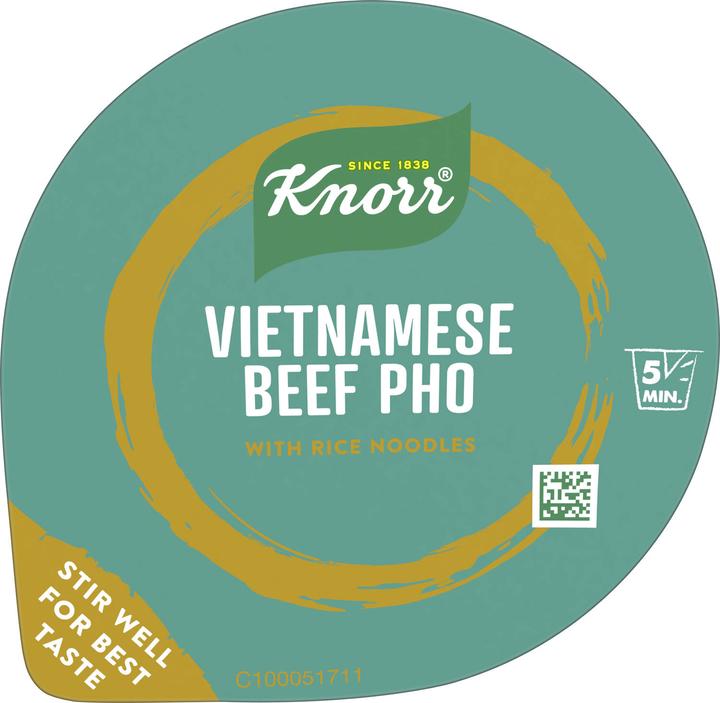 Produktbild Knorr Vietnamese Beef Pho with Rice Noodles Becher, Asiatisch Vietnamesisch Instant Reis Nudeln Snack (60 g)