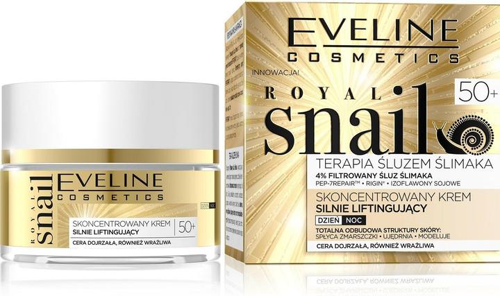 Actual product image Eveline Royal Snail 50+ Snail Slime Therapy Concentrated Strongly Lifting Cream For Day And Night (50 ml)