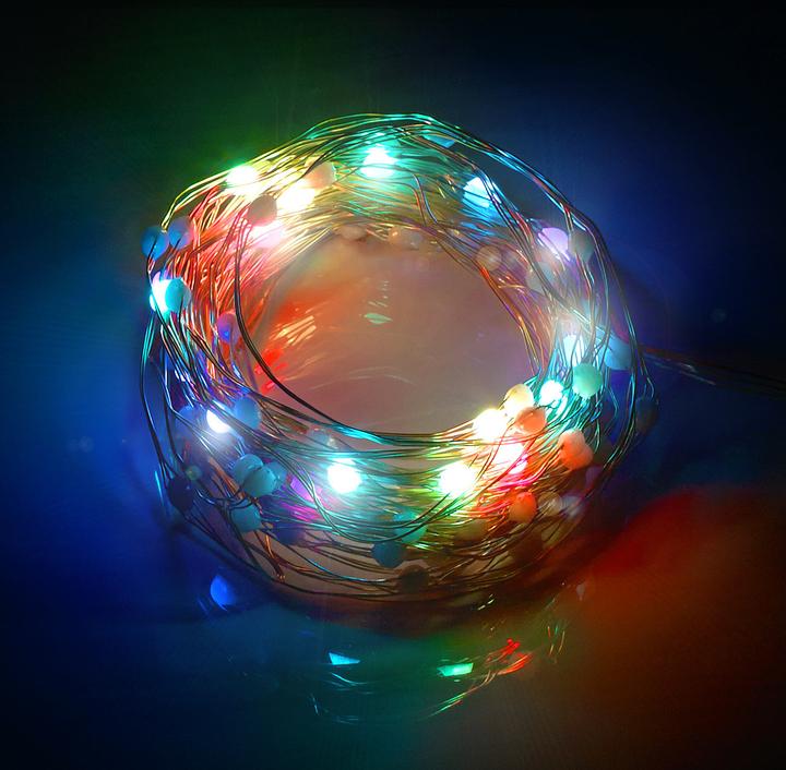 Image du produit Luminea Fil lumineux à LED RVB avec commande musicale, WLAN et App, USB, 10 m (10 m)