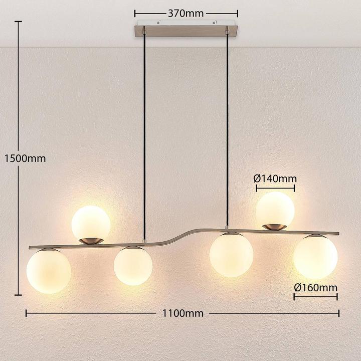 Image du produit Lindby Avalyn Lampe suspendue opale/nickel (E14)