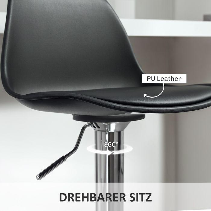 Produktbild Swisshandel24 Barhocker 2er Set, Gepolstert Barstuhl mit Stahlgestell, Lehne für Küche Schwarz