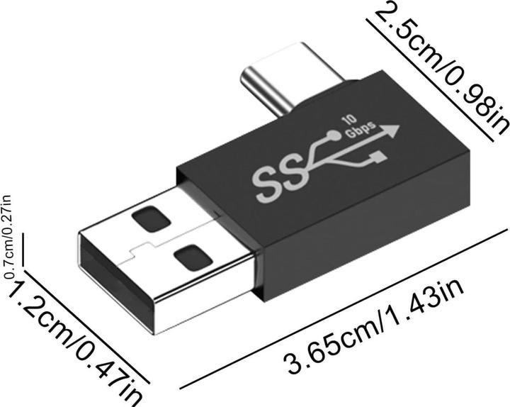 Produktbild PowerGuard USB-A zu USB-C 90 Grad Winkel rechts Adapter