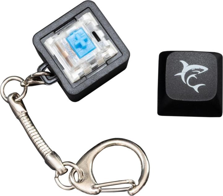 Actual product image White Shark Keychain Promo Black Mechanical Switches