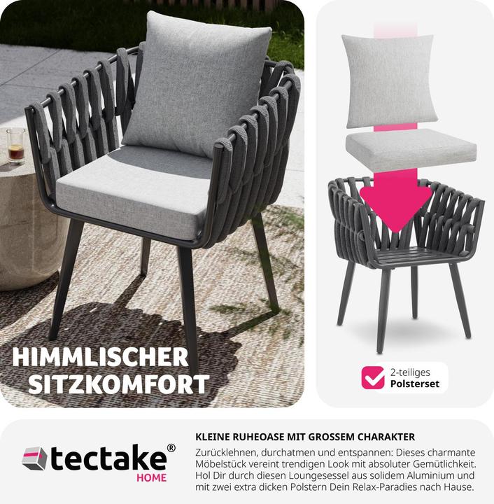 Produktbild tectake Stuhl Lugano im Rope-Design mit Aluminiumgestell