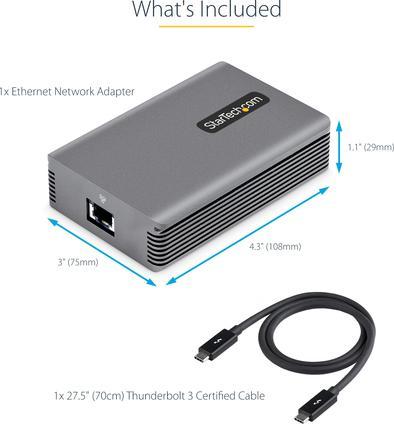 Actual product image StarTech COM Thunderbolt 3 to Ethernet Adapter 10GbE Multi-Gigabit Thunderbolt 3 to RJ45 Network Ada (Thunderbolt 3, RJ45 10 Gigabit Ethernet (1x))